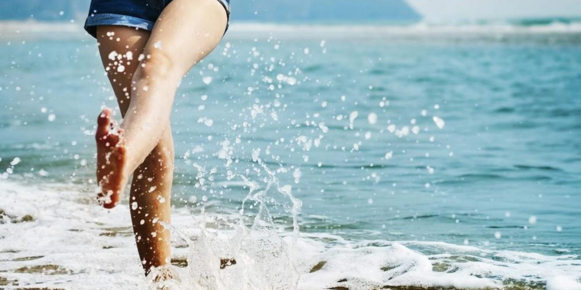 A person walking through water