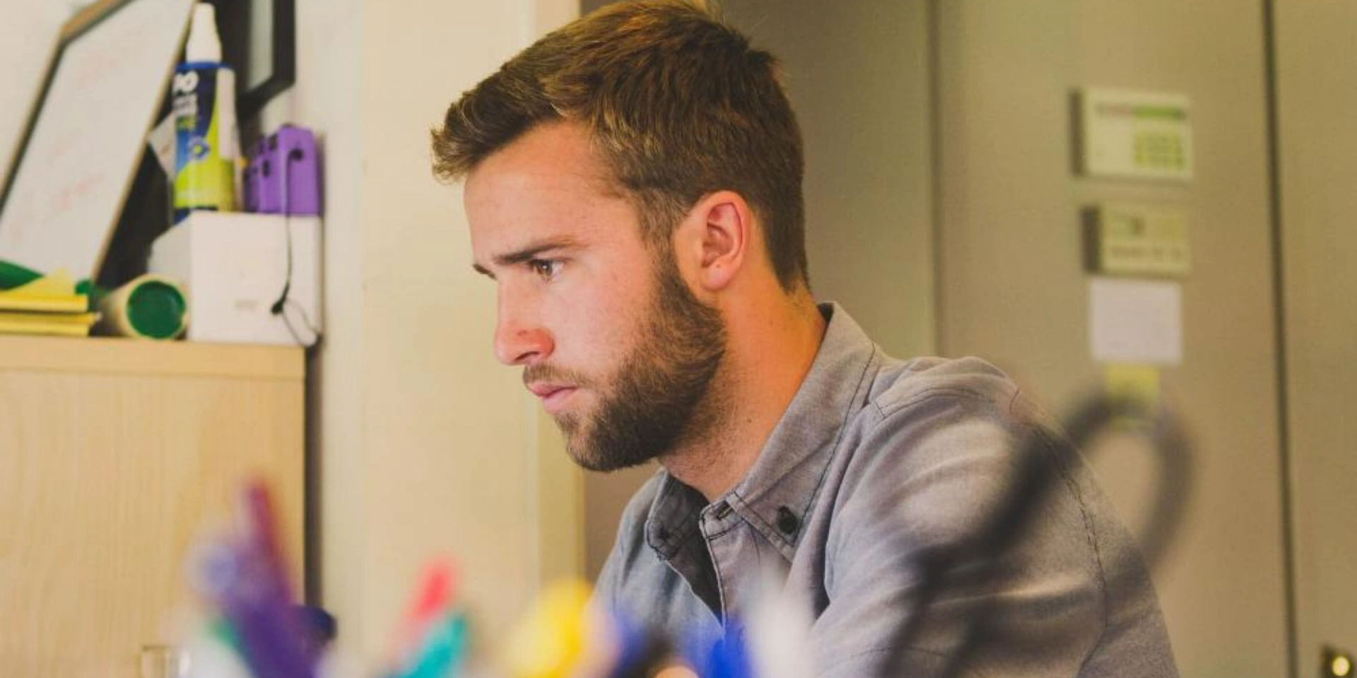 A german student looking concentrated 