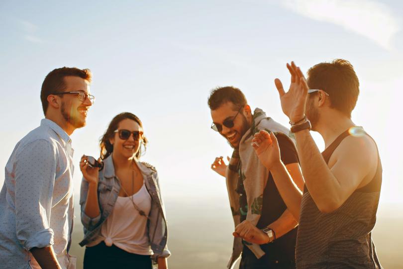 group of laughing students