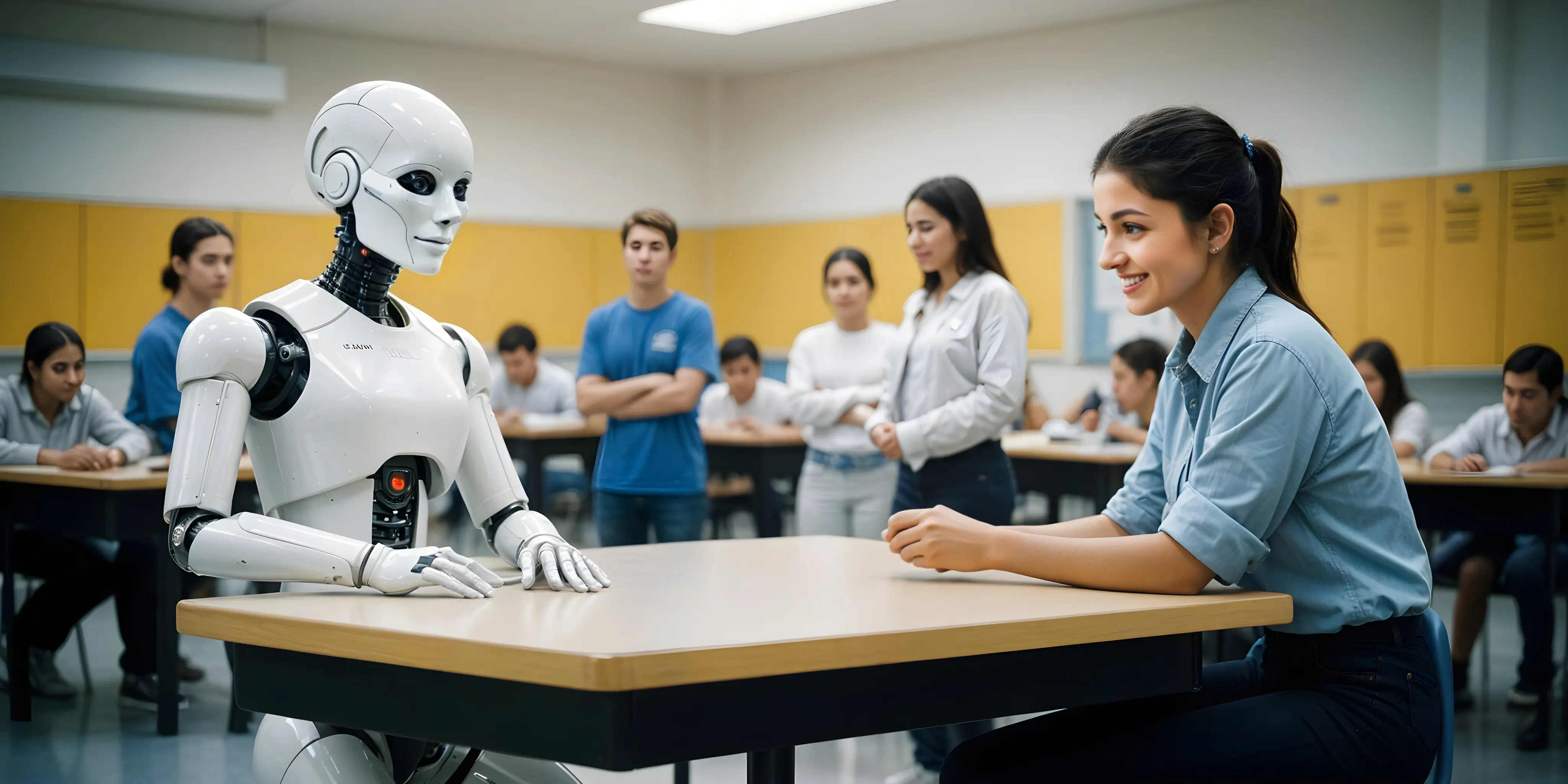 A woman in a work shop learning about artificial intelligence