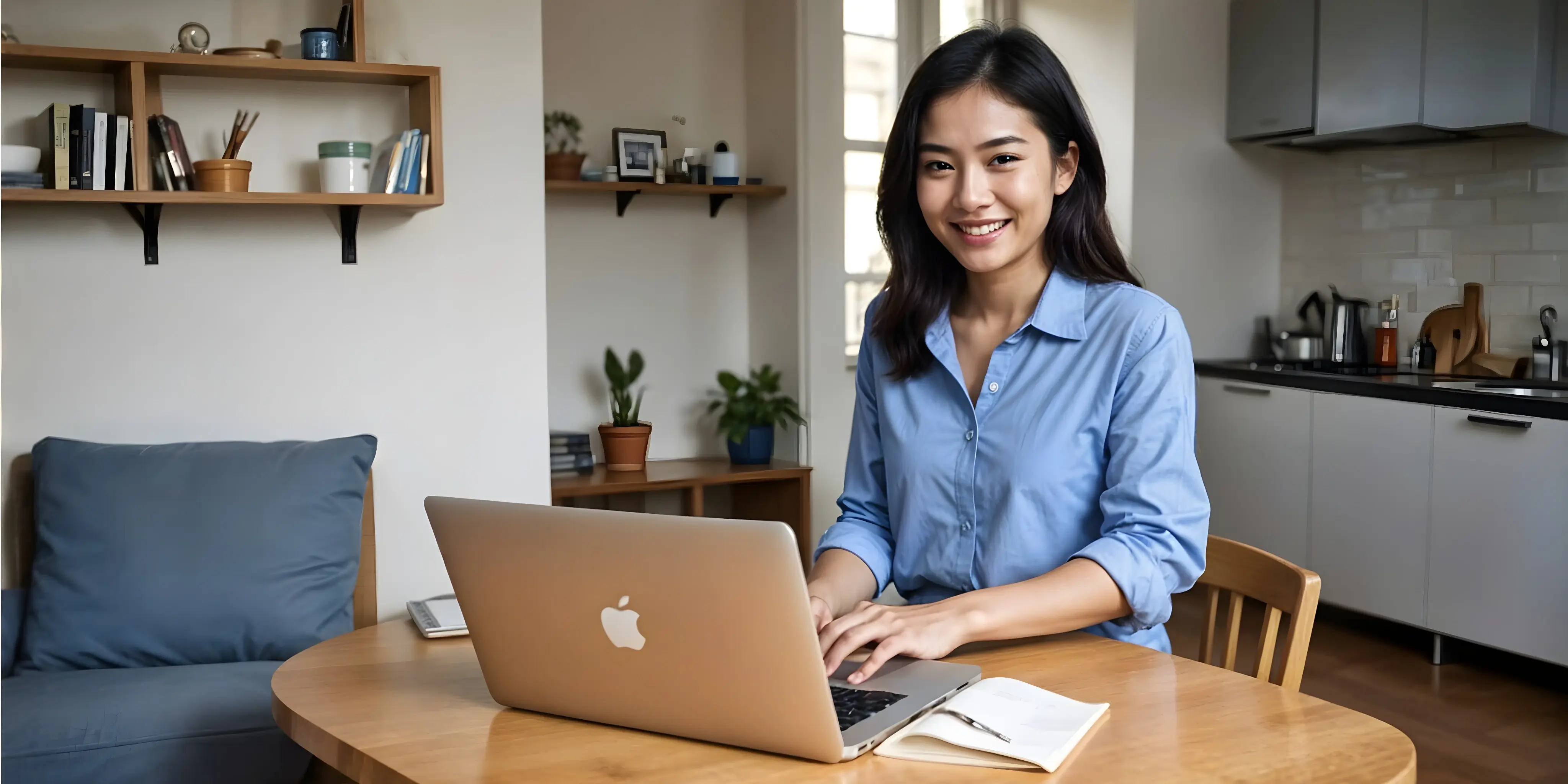 A freelancer woman working on a project in her apartment